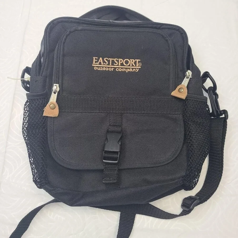 Vintage Eastport Outdoor Company Black Canvas and Tan Suede Backpack